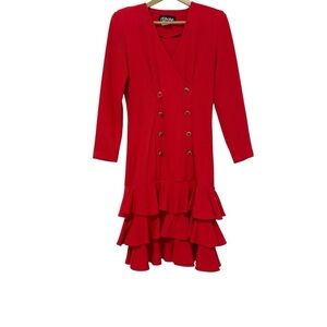 All That Jazz Red Retro Vintage Preppy Old Money Dress Size 7/8 Colorful Classic